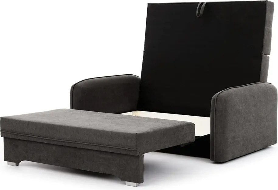 Canapea gri închis extensibilă/cu spațiu de depozitare cu tapițerie din chenille 155 cm Laine – ELTAP