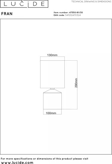 Lucide 47550/81/30 - Lampă de masă FRAN 1xE14/40W/230V neagră