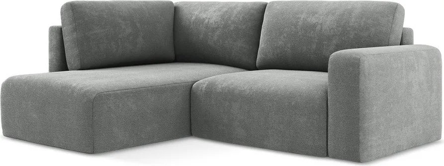 Colțar gri extensibil/cu spațiu de depozitare cu tapițerie din chenille (cu colț pe partea stângă/în formă de ”L”) Kona – Makamii