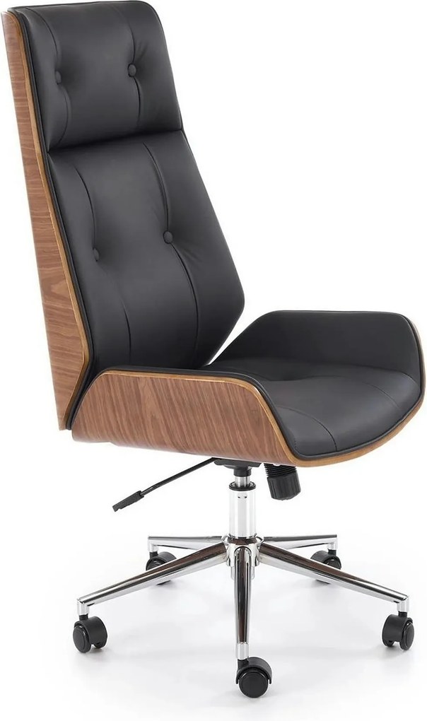 Scaun birou fara manere WEBSTER, nuc/negru, piele ecologica/placaj ind