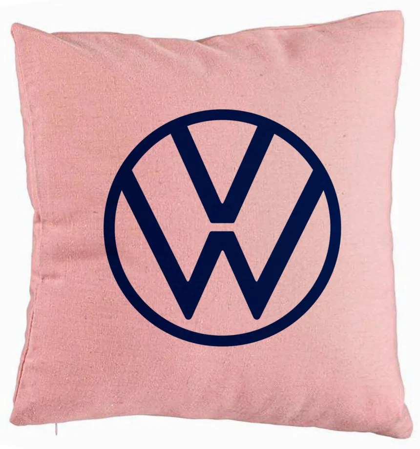 Perna Decorativa, Model Volkswagen, 40x40 cm, Roz, Husa Detasabila, Burduf