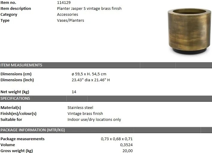 Ghiveci, Vas decorativ din otel inoxidabil Jasper S 114129 HZ