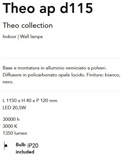 Aplica Led stil minimalist Theo ap d115 alba