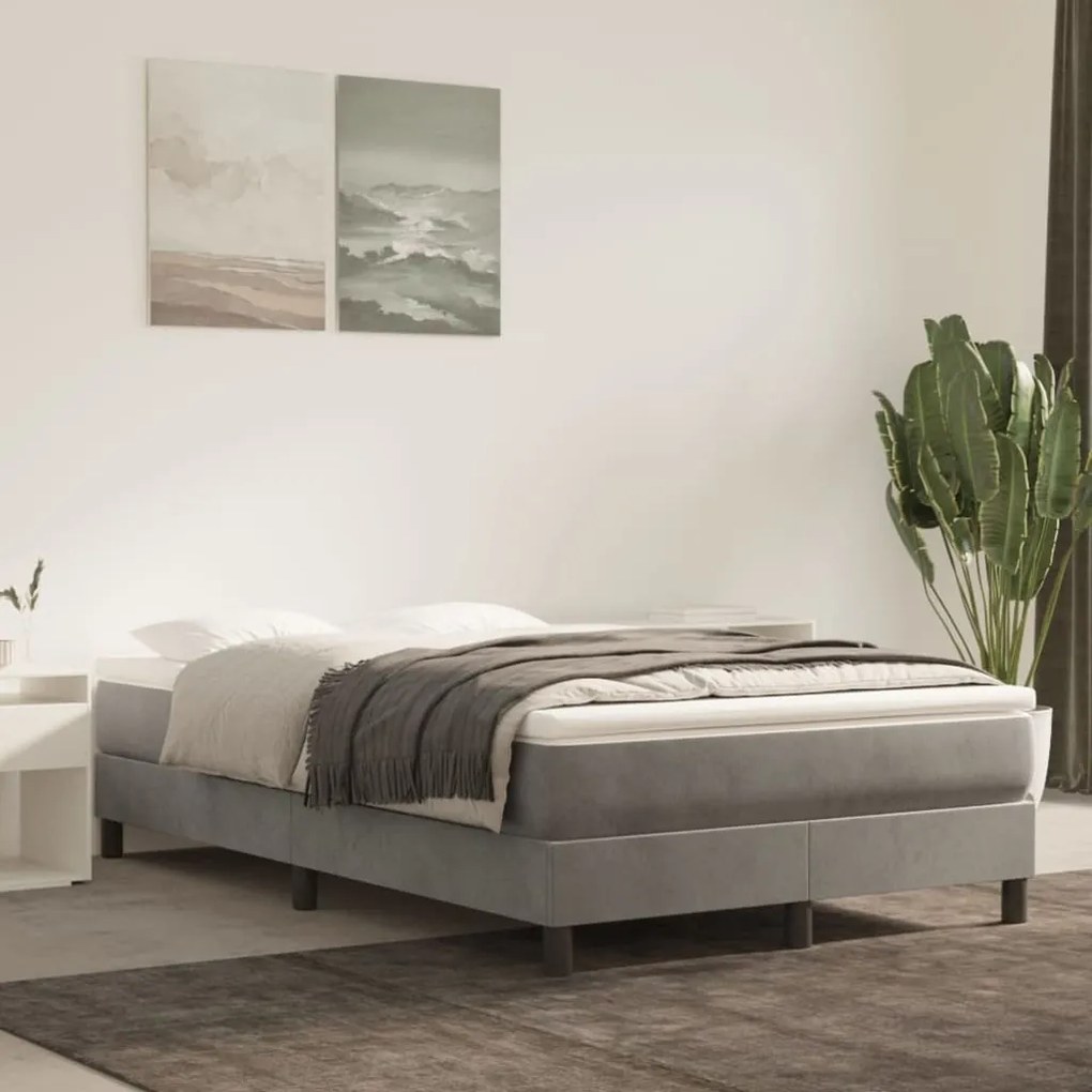 Cadru de pat box spring, gri deschis, 120x200 cm, catifea
