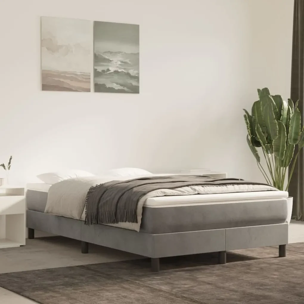 Cadru de pat box spring, gri deschis, 120x200 cm, catifea