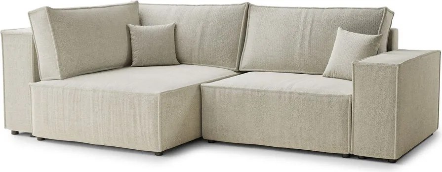 Colțar crem extensibil/cu spațiu de depozitare cu tapițerie din chenille (cu colț pe partea stângă/în formă de ”L”) Tonga – Maison de Rêve