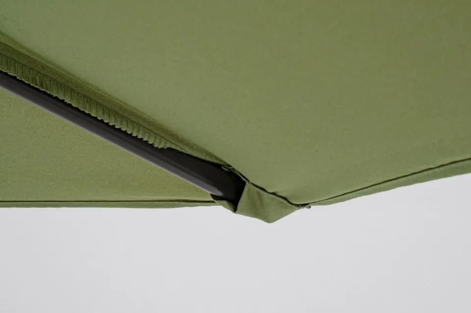 Umbrela de gradina semiluna verde olive din poliester si metal, 270x135 cm, Kalife Bizzotto