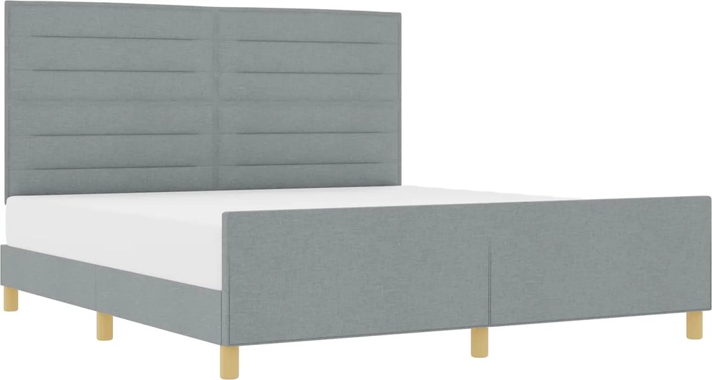 vidaXL Cadru de pat cu headboard Gri deschis 180 x 200 cm țesătură