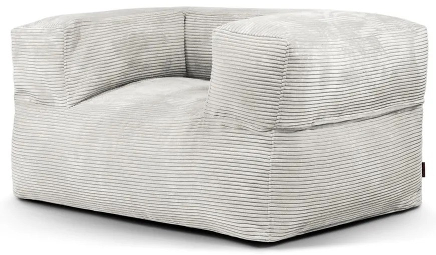 Fotoliu bean bag crem cu tapițerie din catifea reiată MooG – SLOWDOWN