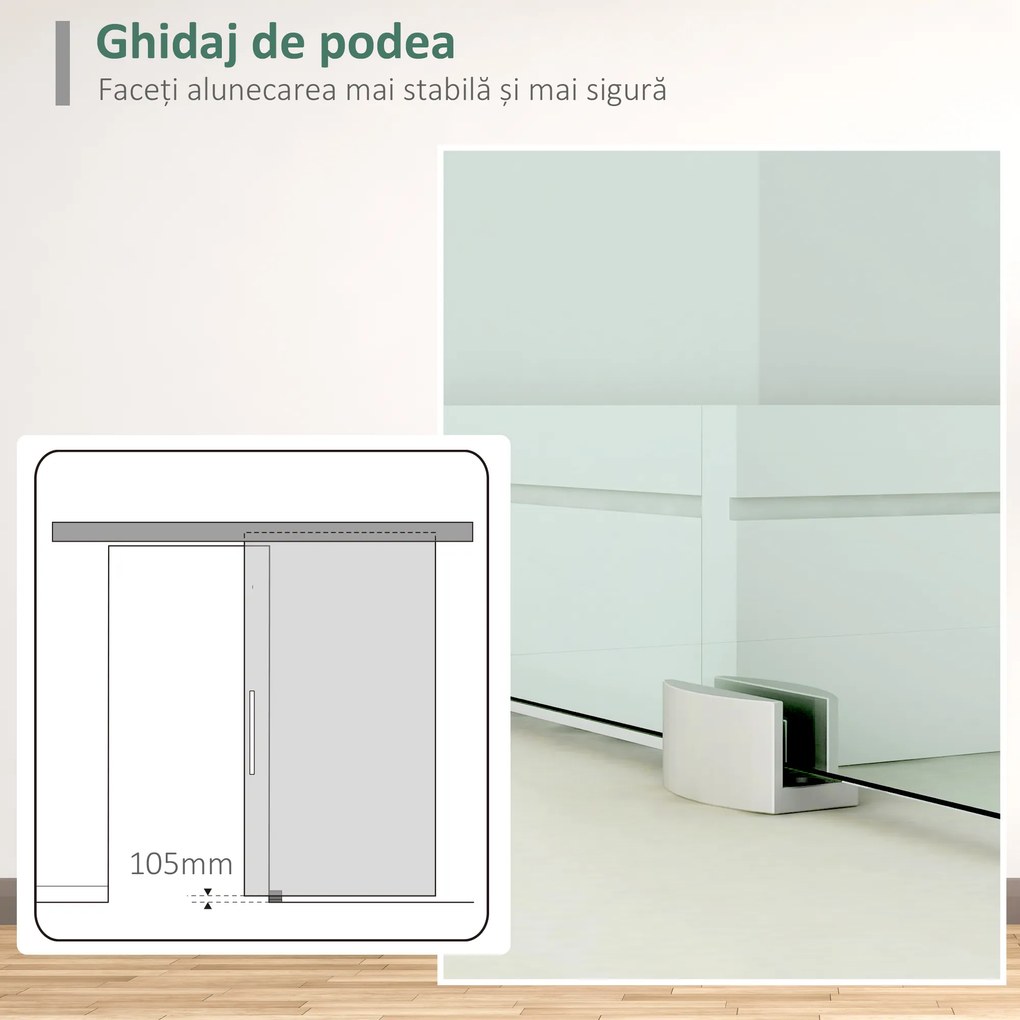 HOMCOM, usa glisanta din sticla securizata satinata, 90x205 cm | Aosom Romania