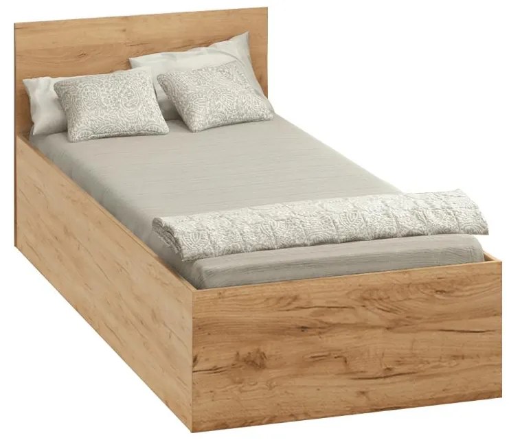 Pat de o persoană 90 cm Discutibles (stejar craft auriu) (cu somieră) (cu sp. depozitare). 1116311