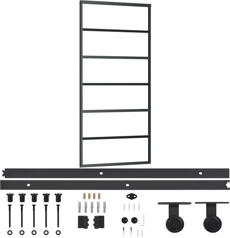 vidaXL Ușă glisantă cu set feronerie, 90x205 cm, sticlă ESG/aluminiu