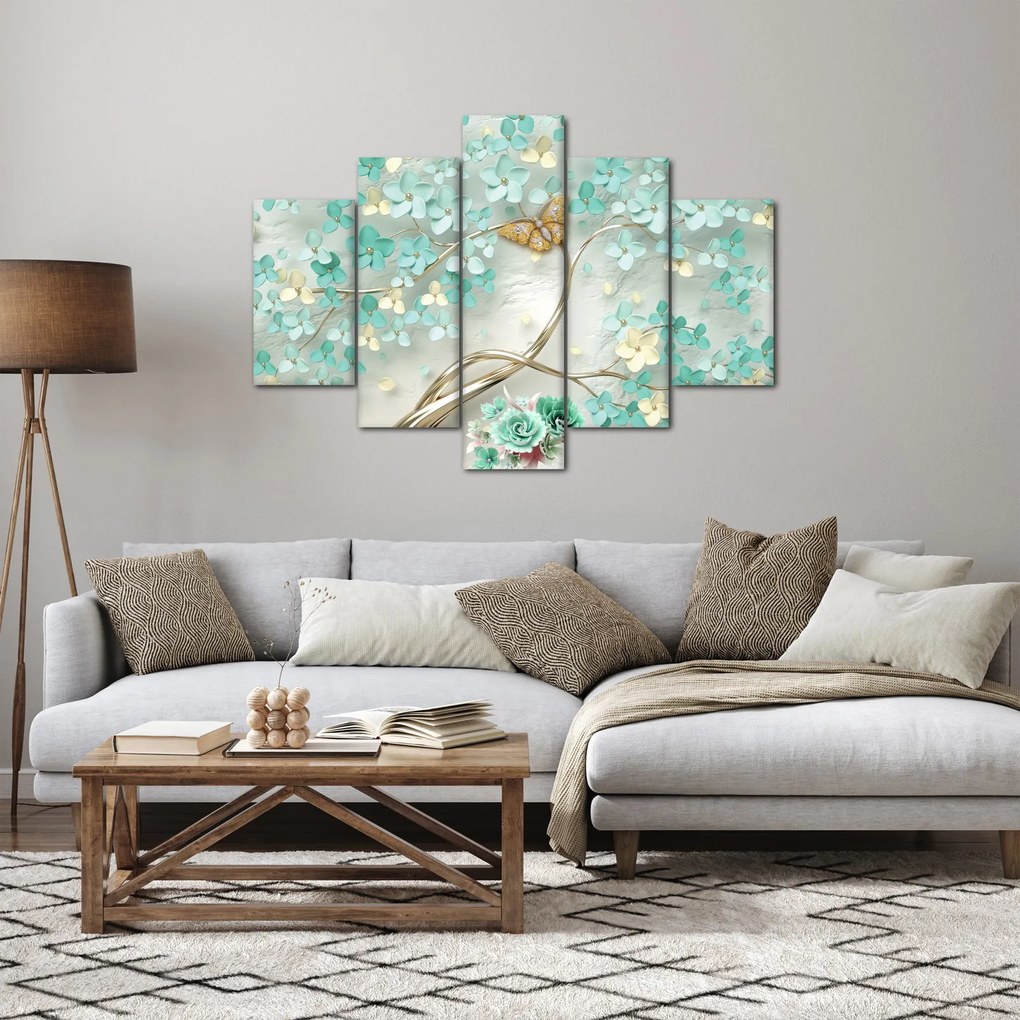 Tablou cu flori și fluturi (150x105 cm)