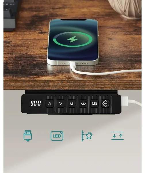 Birou SOLEA-X reglabil pe înălțime, maro/negru