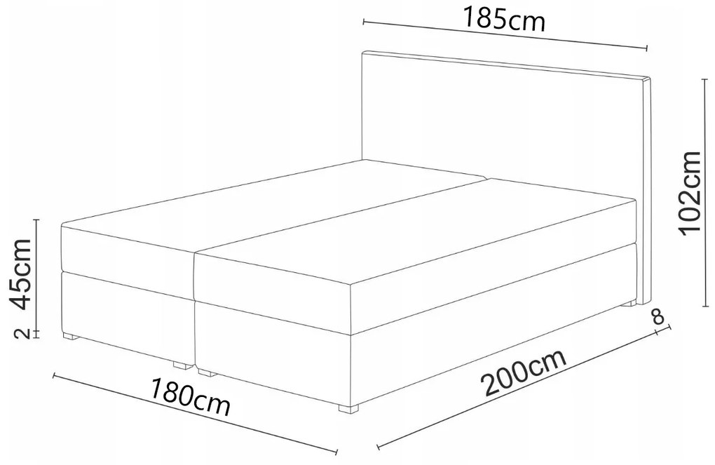 Pat matrimonial Boxspring 180x200 cm Waller Comfort (muștar) (cu somieră și saltea). 1056388