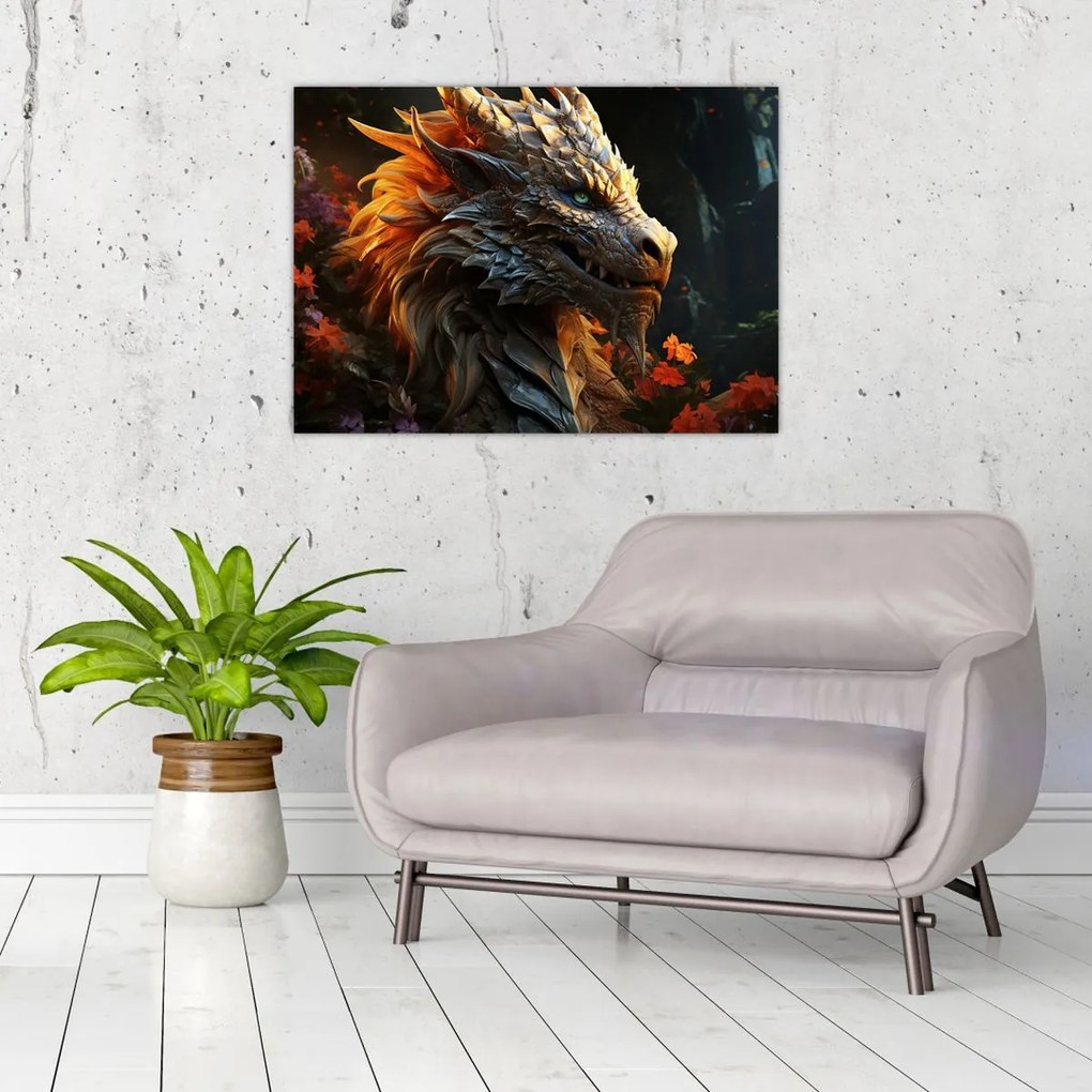 Tablou pe sticlă - Dragon (70x50 cm)