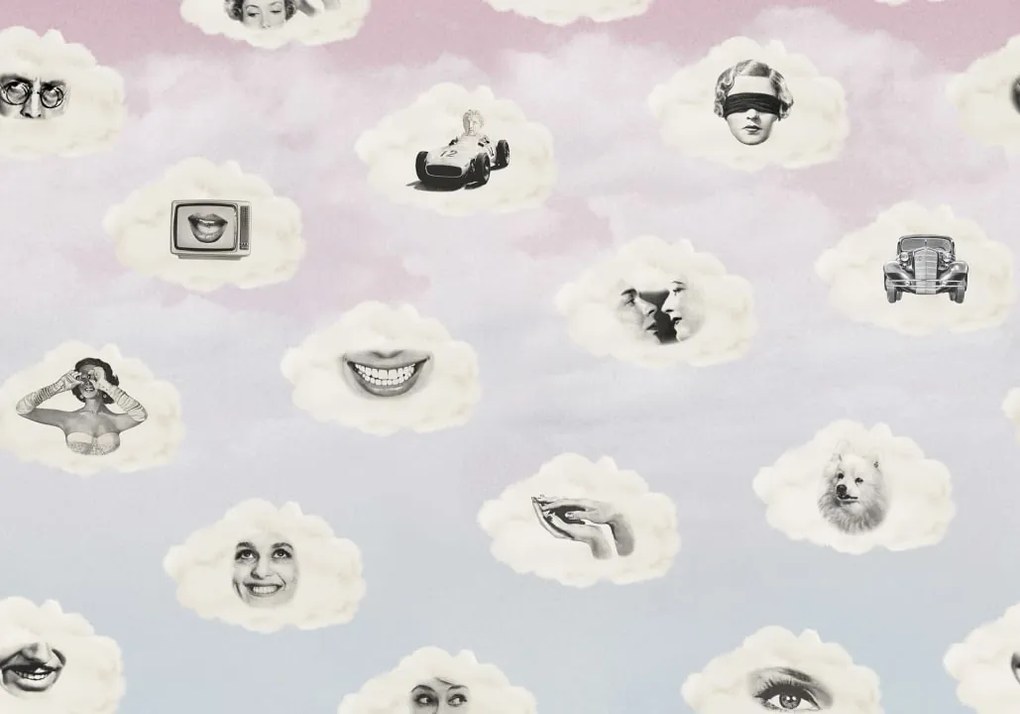 Fototapet, Retro Clouds, Pink, Rebel Walls