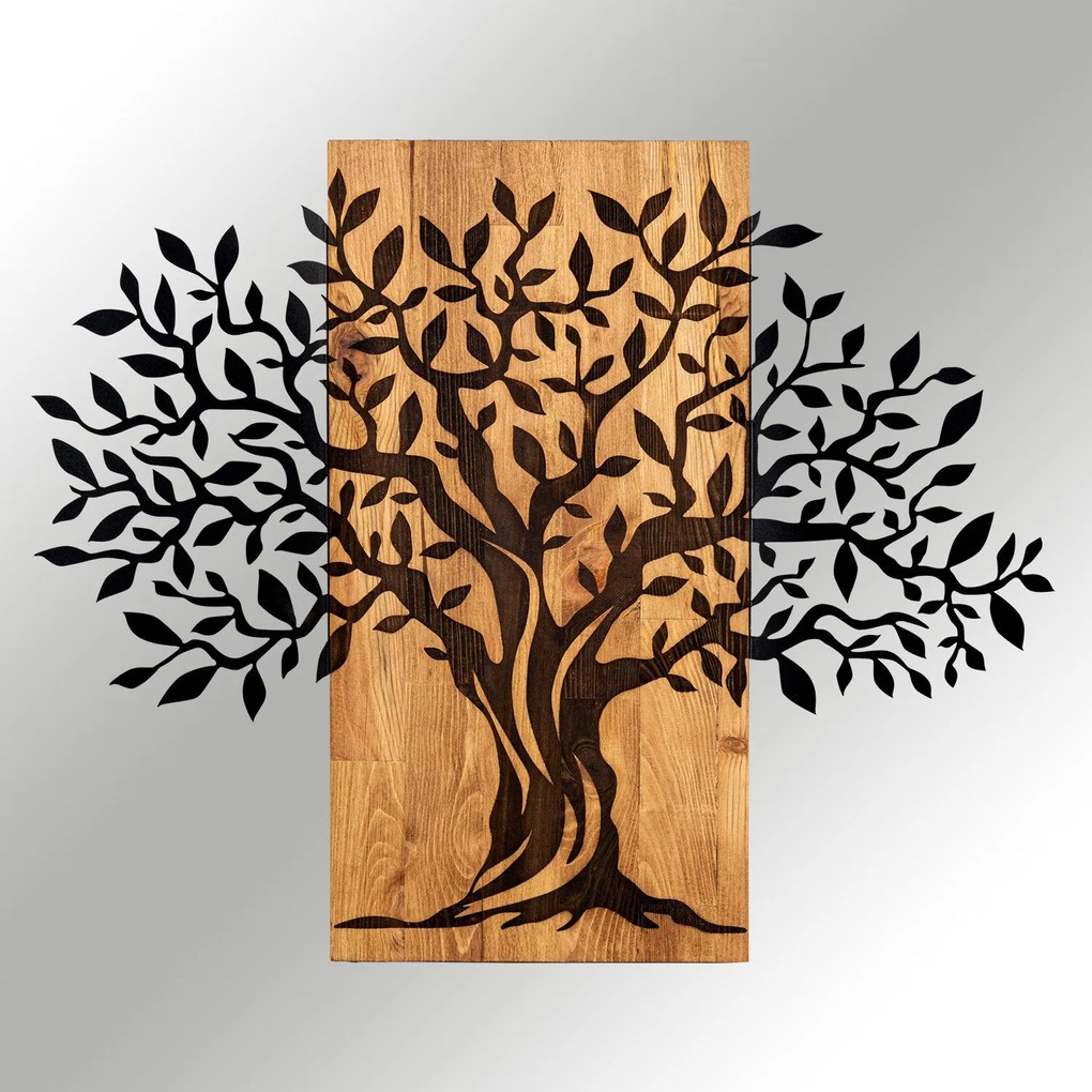 Decoratiune de perete lemn Enzo, Negru, 58x3x72 cm