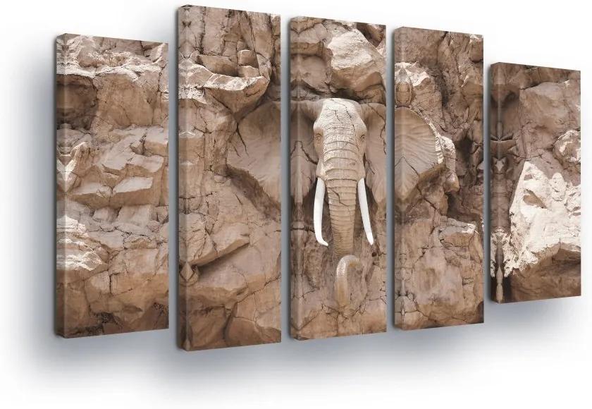 GLIX Tablou - Elephant in the Rocks 2 x 30x80 / 3 x 30x100 cm