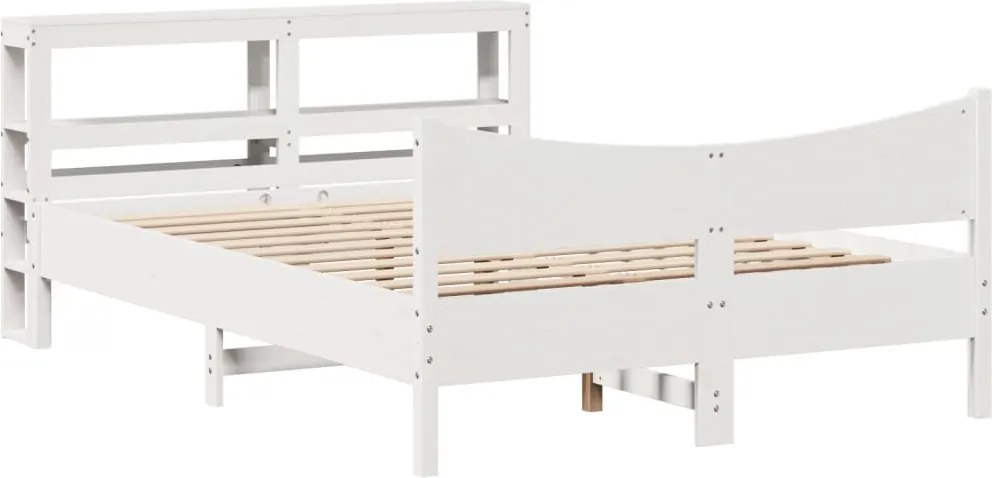 vidaXL Cadru de pat cu tăblie, alb, 120x200 cm, lemn masiv de pin