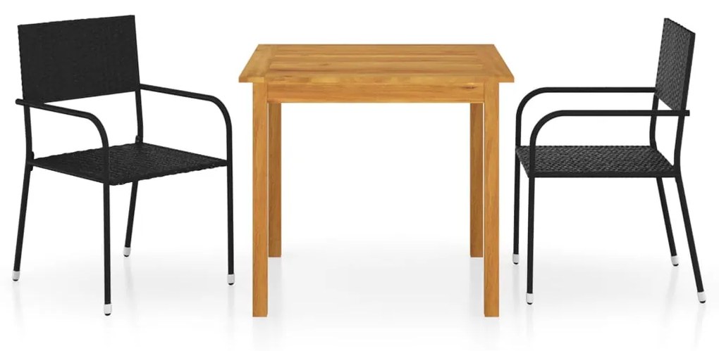 3067734 vidaXL Set mobilier de grădină, 3 piese, negru