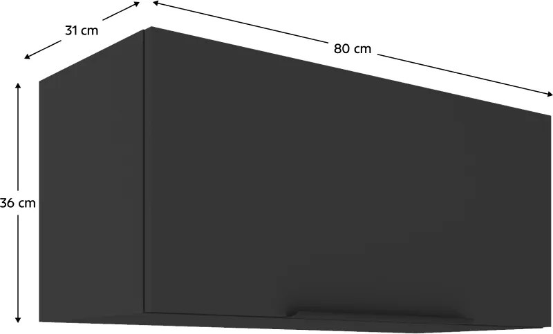 Dulap superior, negru, SIBER 80 GU-36 1F