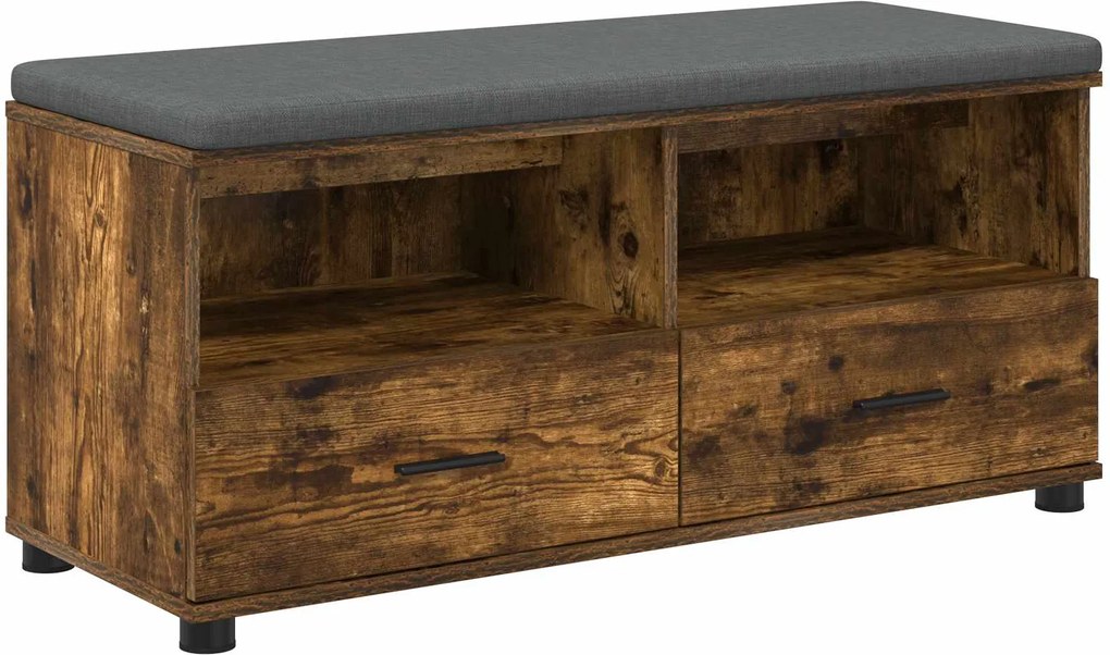 vidaXL Bancă pentru hol cu pernă Stejar Afumat 100 x 38 x 46 cm