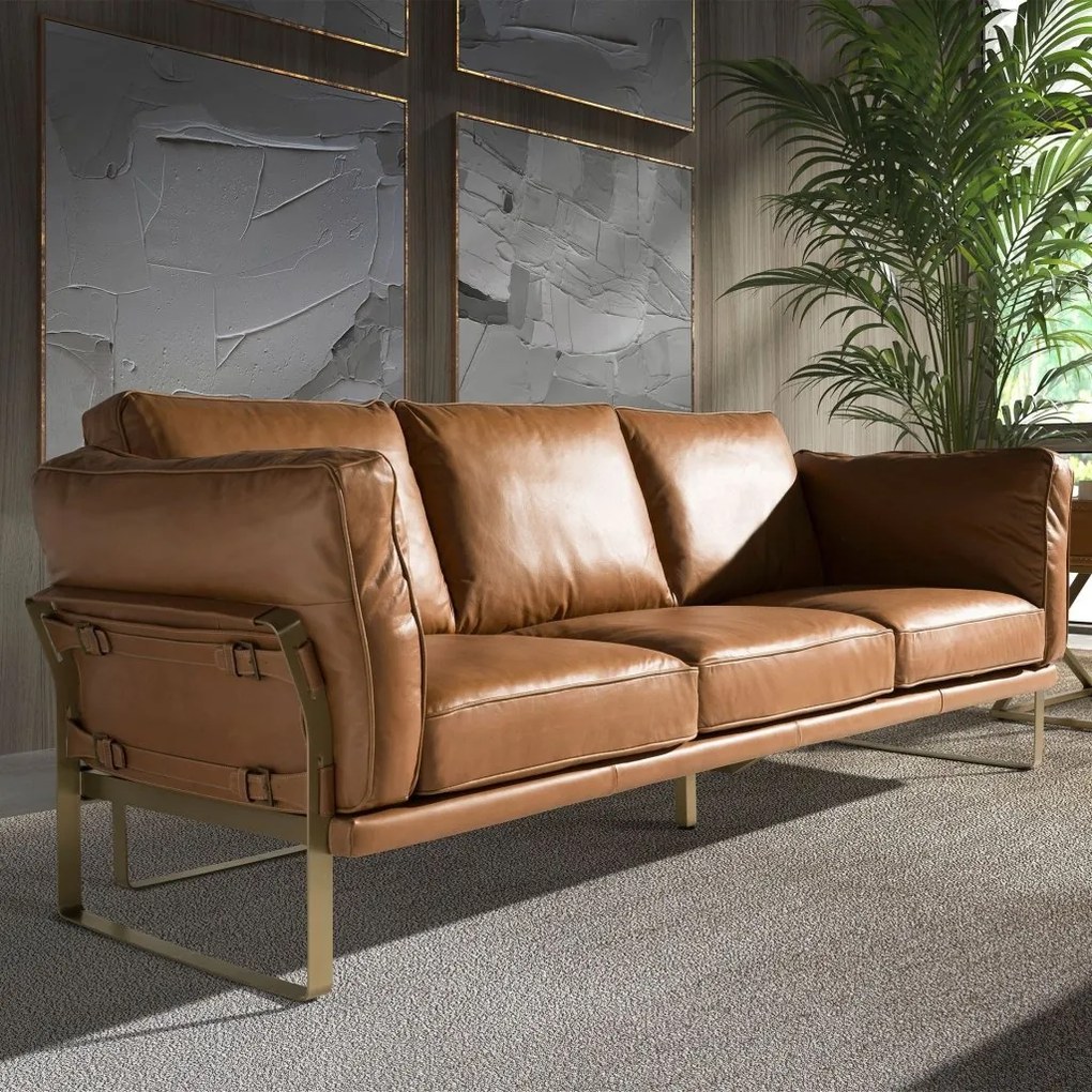 Canapea 3 locuri LUX design italian Cowhide camel