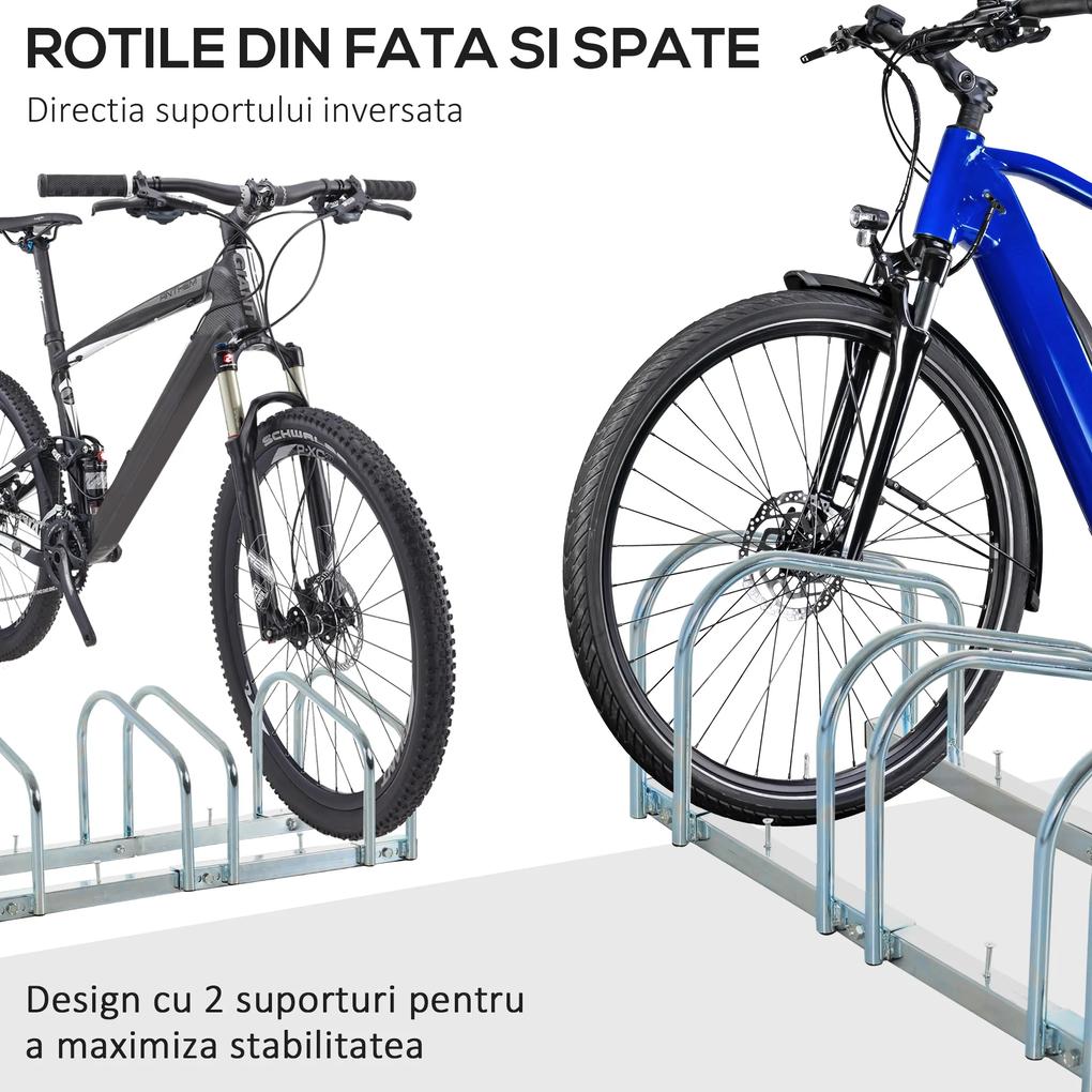 HOMCOM Suport Parcare Biciclete din Oțel, Organizare Eficientă, 70.5x33x27cm, Argintiu | Aosom Romania