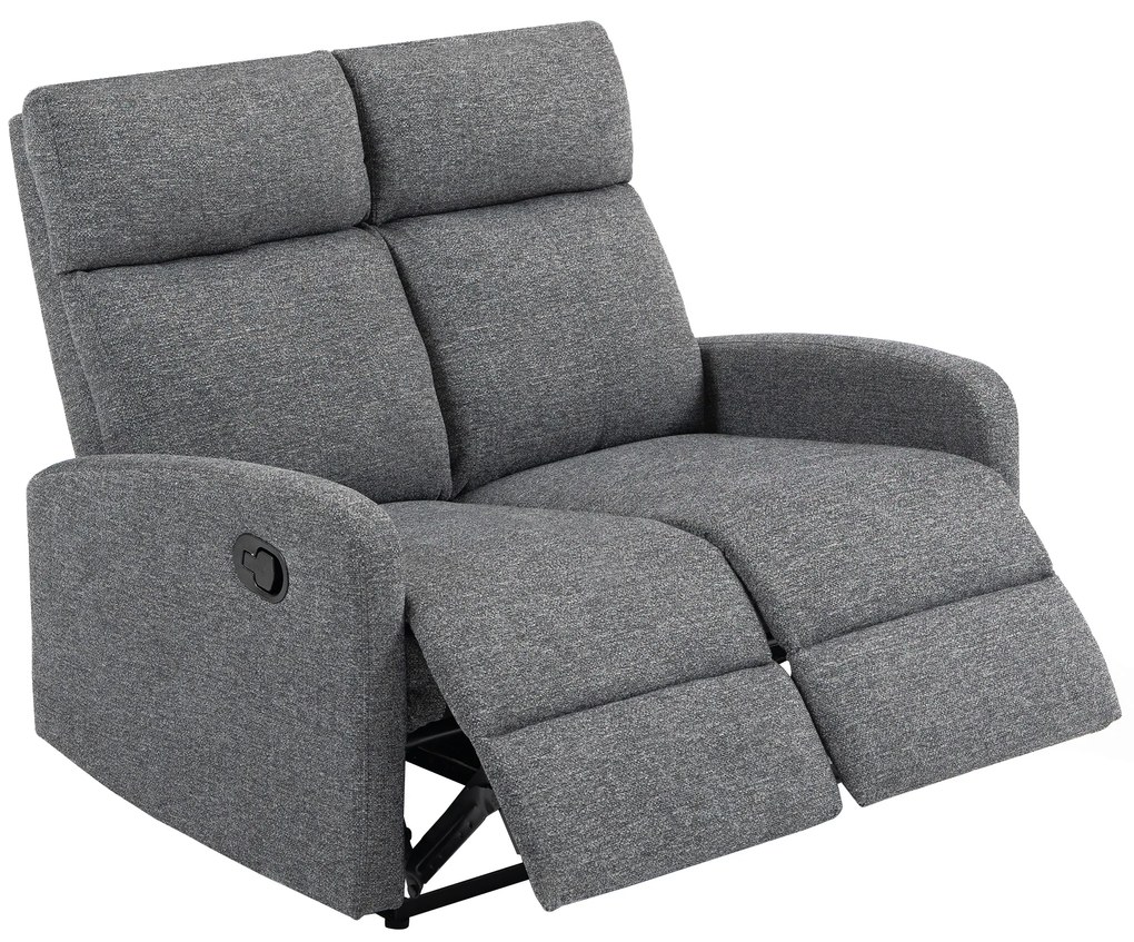 HOMCOM Sofa cu 2 locuri, spătare reglabile individual, suport de picioare, material textil, oțel, Gri | Aosom Romania