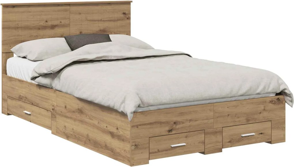 vidaXL Cadru de pat Stejar Artizanal 120 x 190 cm Lemn compozit