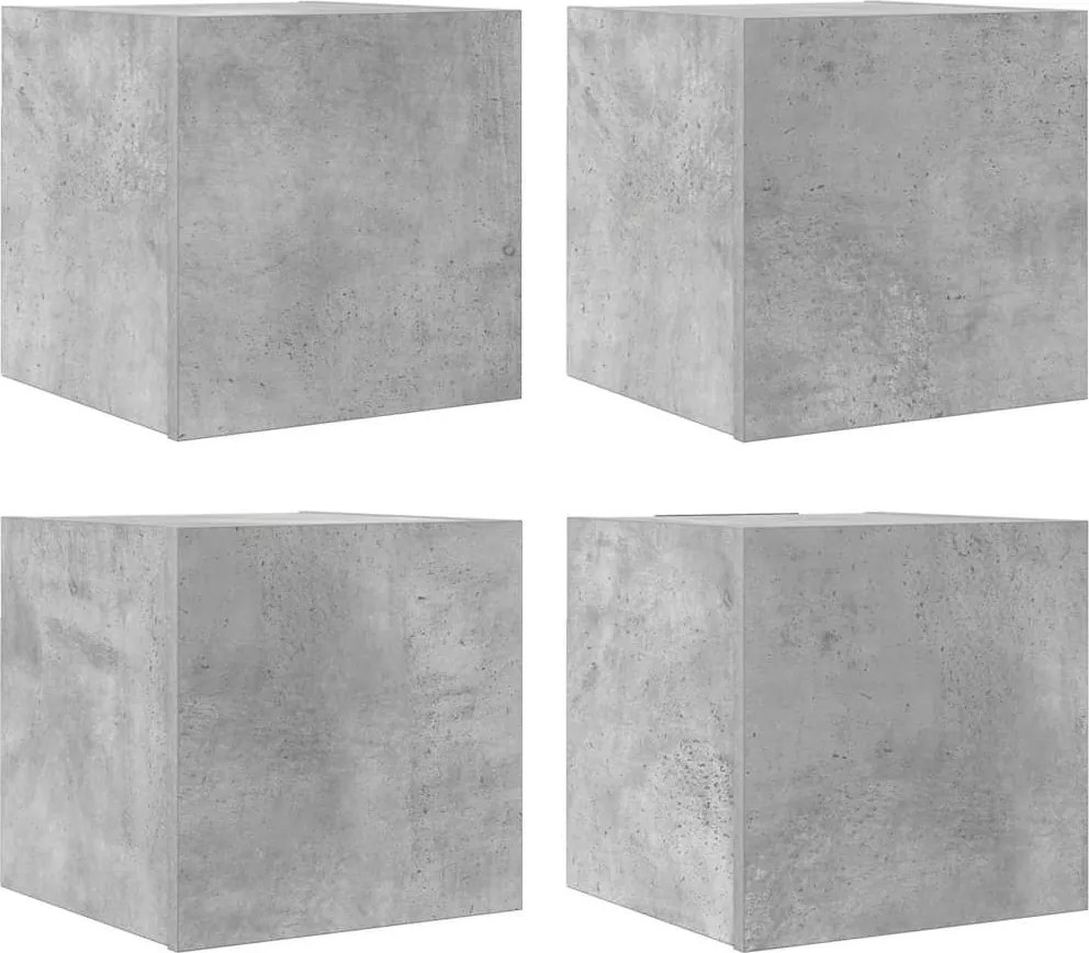 vidaXL Dulapuri TV montaj pe perete, 4 buc., gri beton, 30,5x30x30 cm