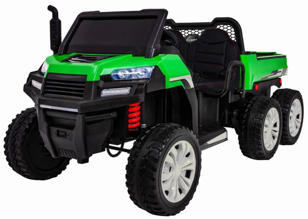 Masinuta Electrica cu acumulator pentru copii NOVOKIDS™ Farmer Beast Buggy, 6 roti, 2 locuri, Cu remorca si faruri luminoase, Roti din Cauciuc EVA,