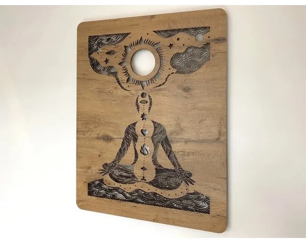 Li-Go 4421/A/4 - Decorațiune LED de perete LED/10W/5V 30000 mAh 70x90 cm stejar/chakre