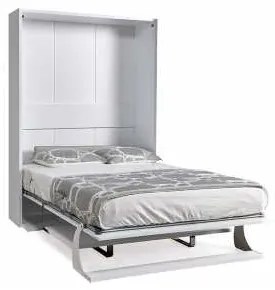 Pat rabatabil dublu cu birou Diva (LOFT) Double Table (140X190) - FARA DULAPURI LATERALE - Alb Mat