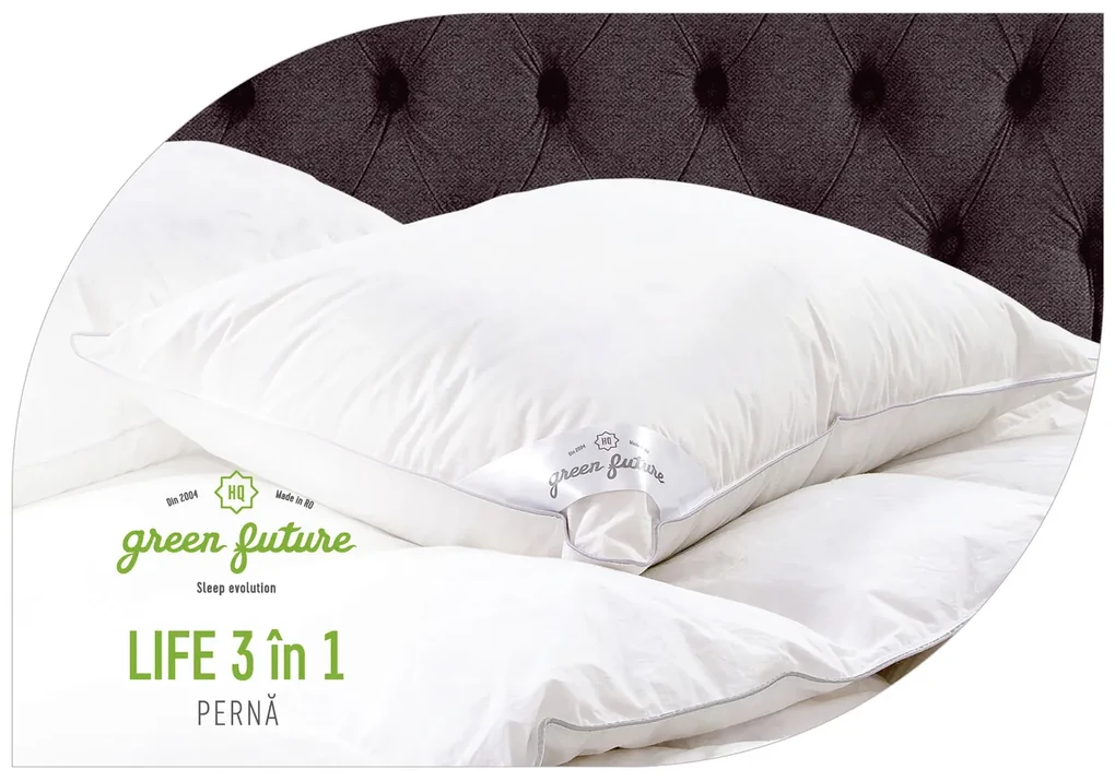 Perna Life 3 in 1, umplutura Nanofibra si fulgi Memory, 50x70 cm
