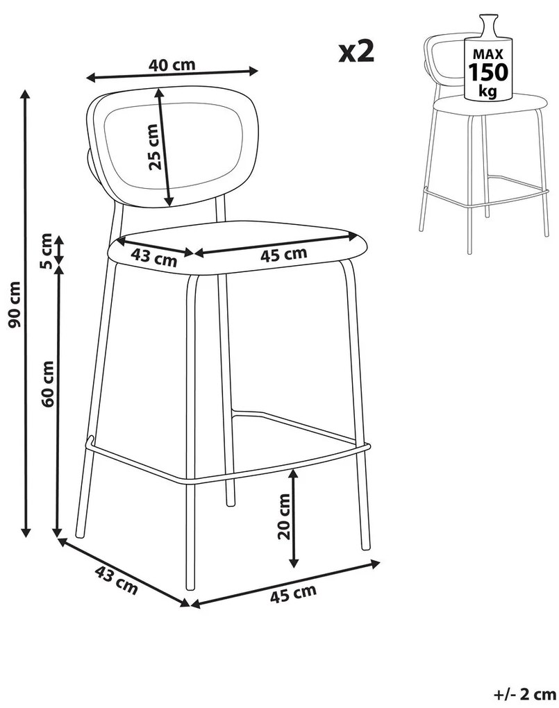 Set 2buc scaune tip bar Mayza (natural). 1081314