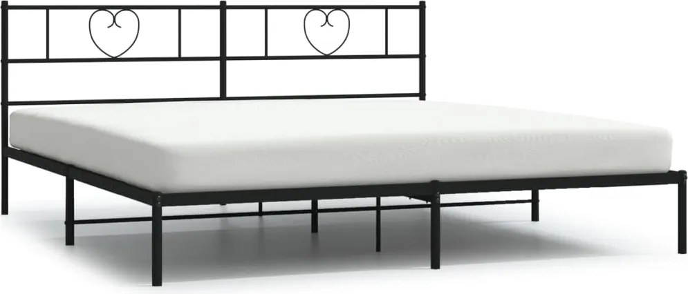 vidaXL Cadru de pat metalic cu tăblie, negru, 200x200 cm