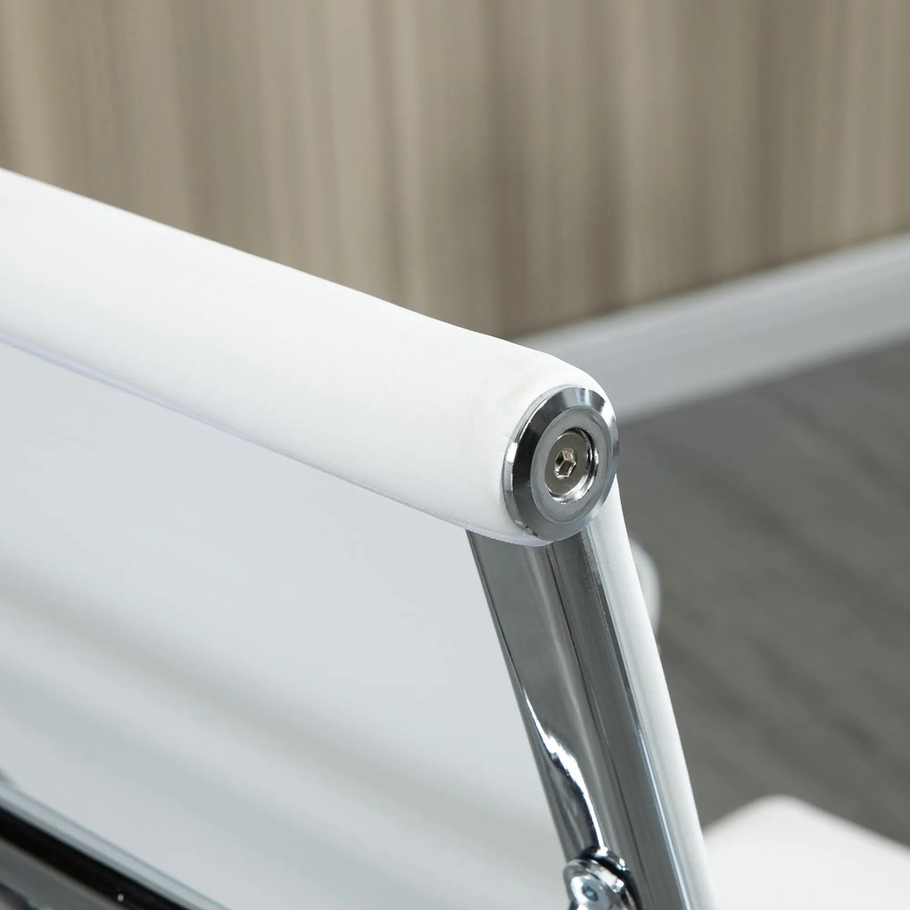 Vinsetto Scaun de birou ergonomic din piele ecologică, cu rotire și balans, 54x62x104-114 cm, alb | Aosom Romania