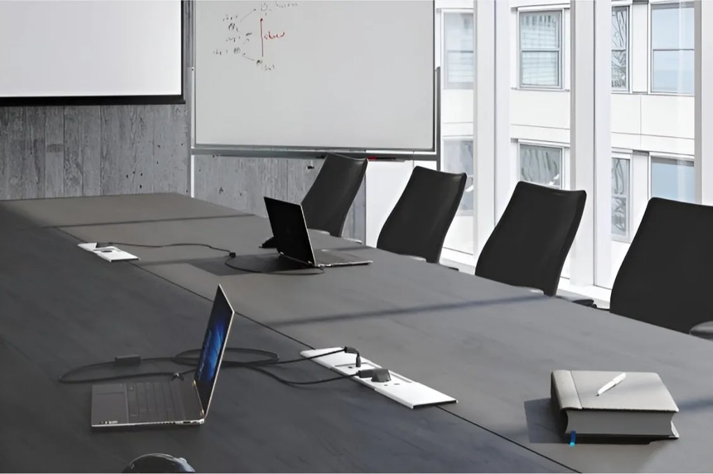 Priza incorporabila in blat Prestino GTV, 2 prize Schuko, USB A + C, HDMI, RJ45, aluminiu, 310 x 100 mm Aluminiu plastic, Aluminiu, L:310 mm; l:100