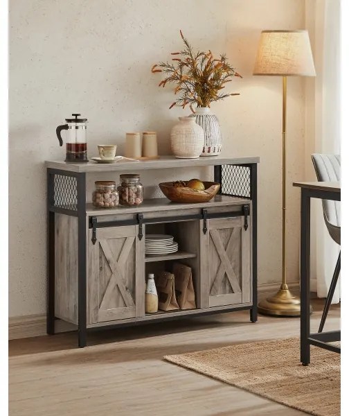 Comodă cu uși glisante FIRA taupe/negru