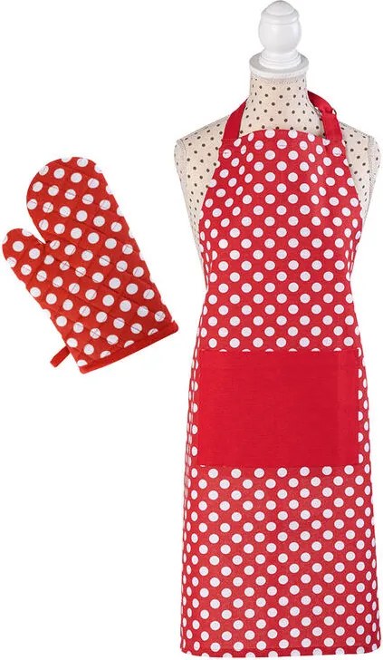 Set de bucătărie PUNCTE roșu 3 piese