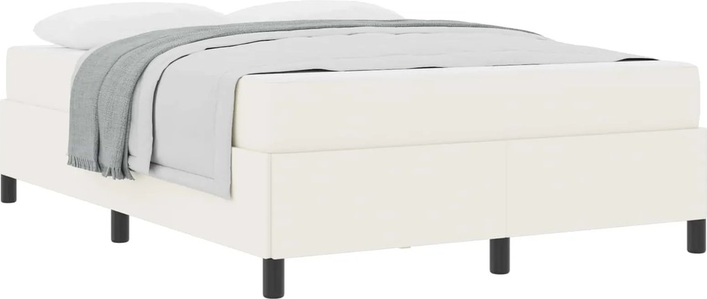 vidaXL Cadru de pat cu saltea Crem 140 x 200 cm țesătură