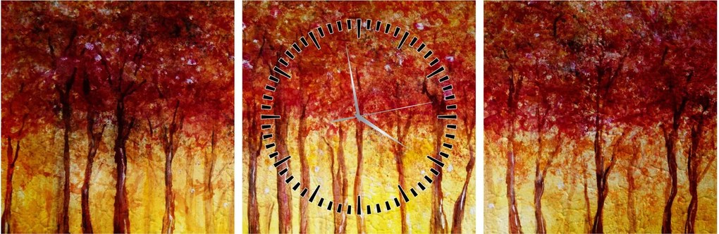 Tablou - Pictura pădurii cu frunziș (cu ceas) (90x30 cm)
