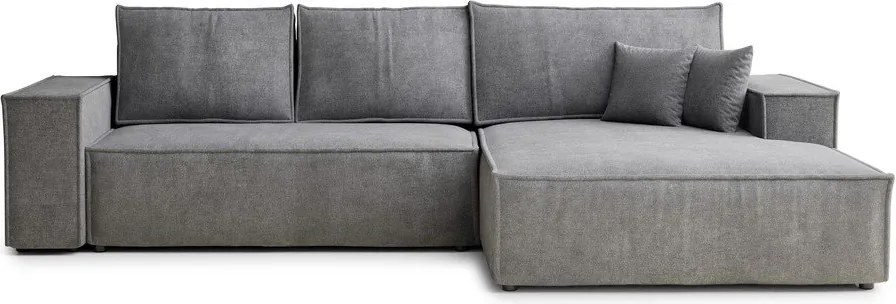 Colțar gri extensibil/cu spațiu de depozitare cu tapițerie din chenille (cu colț pe partea dreaptă/cu șezlong) Maze – Maison de Rêve