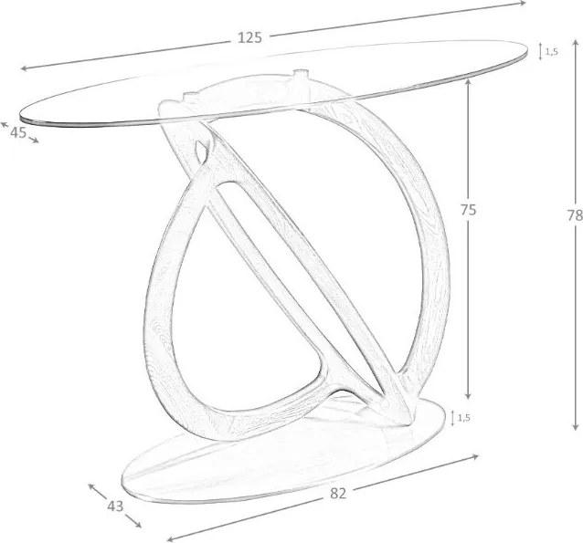Consola ovala design modern Ovalada 125x45cm