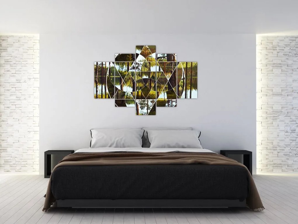 Tablou - Colaj geometric pe fundalul pădurilor nordice (150x105 cm)