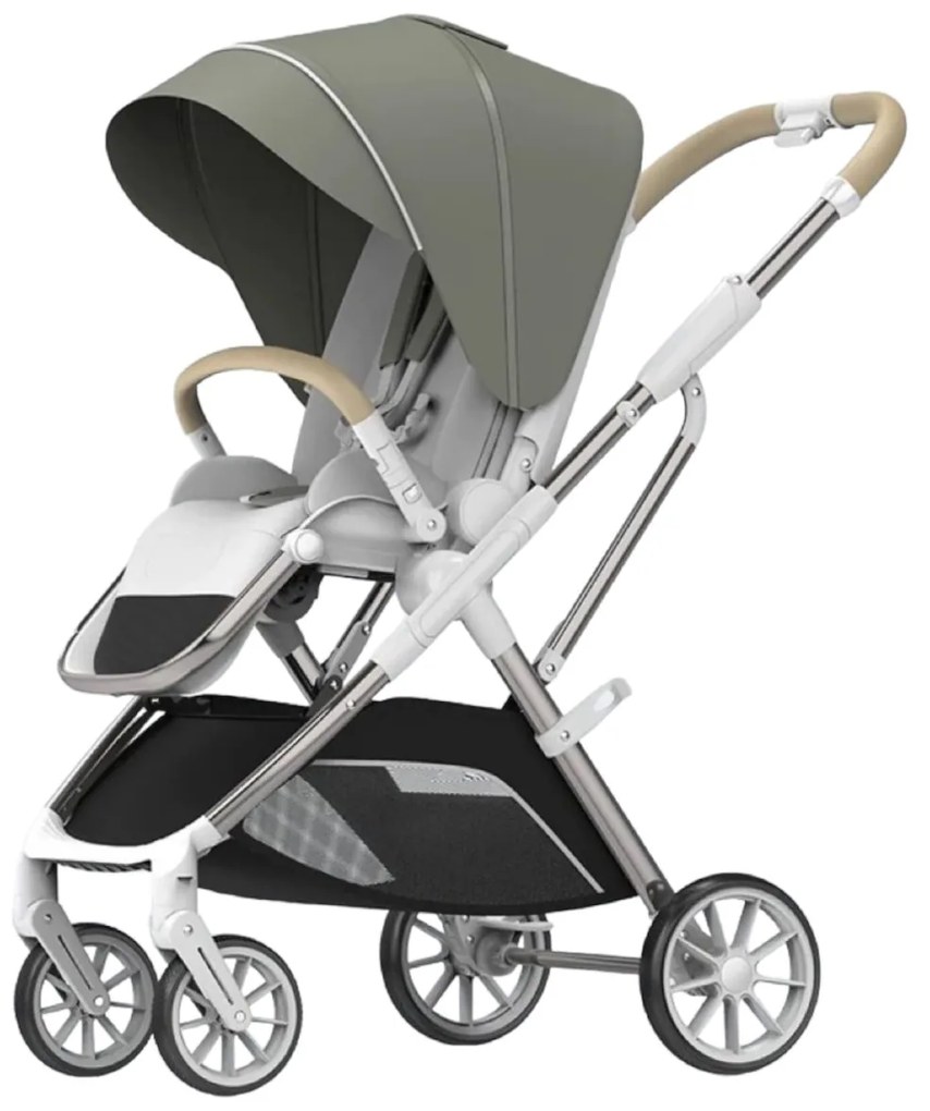 Carucior 2 in 1 pentru copii Usor si Compact - Pliabil, Sistem de absorbtie a socurilor, Scaun Reversibil - Verde - CPC-58-verde