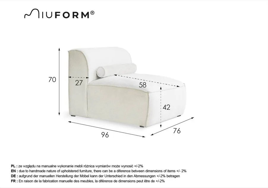 Modul pentru canapea gri deschis (de mijloc) Flex Felix – Miuform