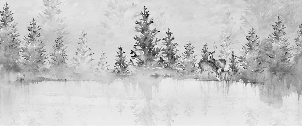 Tablou - Cerb lângă lac (120x50 cm)